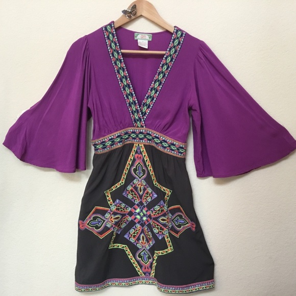 Flying Tomato Dresses & Skirts - Flying Tomato Embroidered Purple Boho Dress